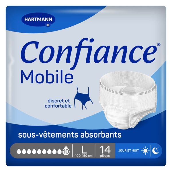 Confiance Mobile Sous-vêtements absorbants jetables 10 Gouttes (taille L, x14)