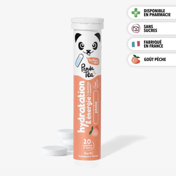 Panda Tea Pastilles Hydratation & Énergie Pêche (20 pastilles)