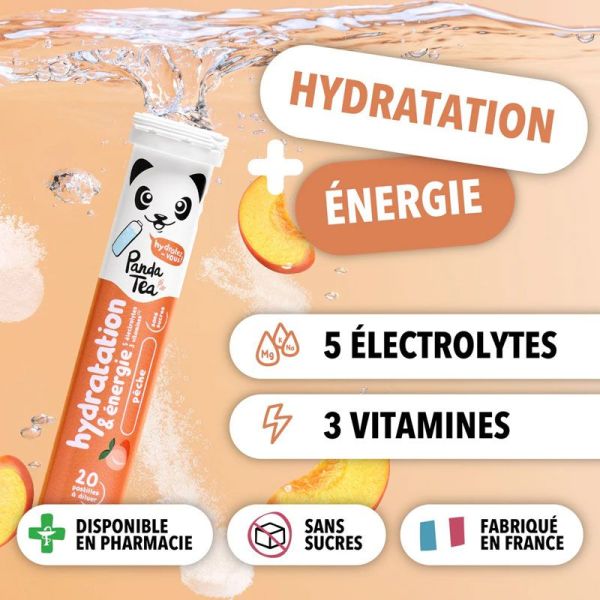 Panda Tea Pastilles Hydratation & Énergie Pêche (20 pastilles)