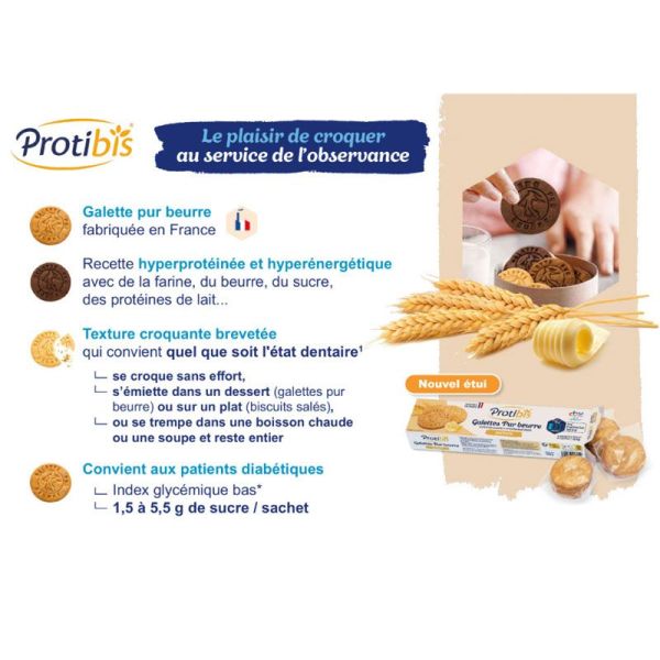 Protibis Galettes pur beurre hyperprotéinées & hyperénergétiques Citron (x16)