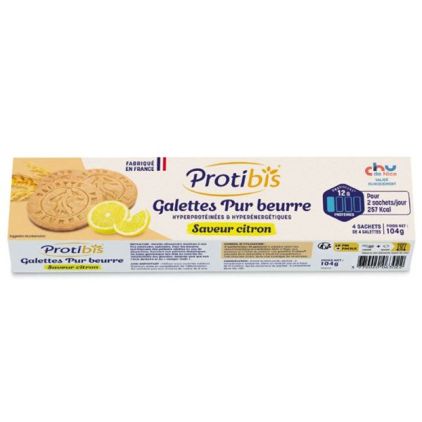 Protibis Galettes pur beurre hyperprotéinées & hyperénergétiques Citron (x16)