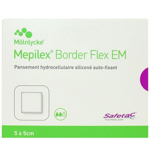 Mepilex Border Flex EM pansement hydrocellulaire siliconé stérile 5x5 cm (x10)