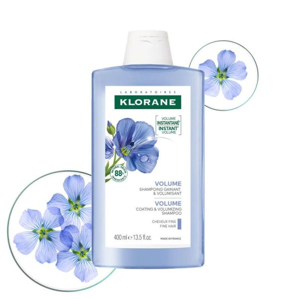 Klorane Volume Shampoing gainant et volumisant au Lin bio (400 ml)