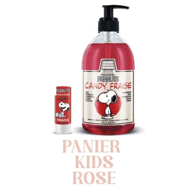 Les Petits Bains De Provence Panier Kids Rose Snoopy (Gel-douche, Stick lèvres, serviette visage)