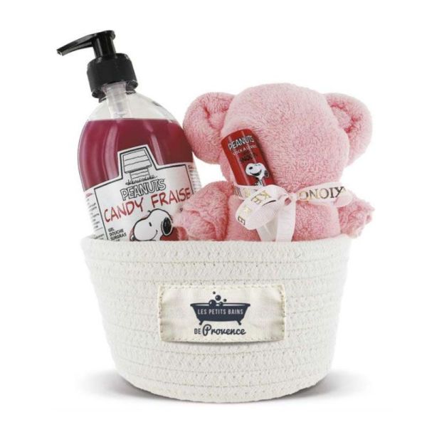 Les Petits Bains De Provence Panier Kids Rose Snoopy (Gel-douche, Stick lèvres, serviette visage)