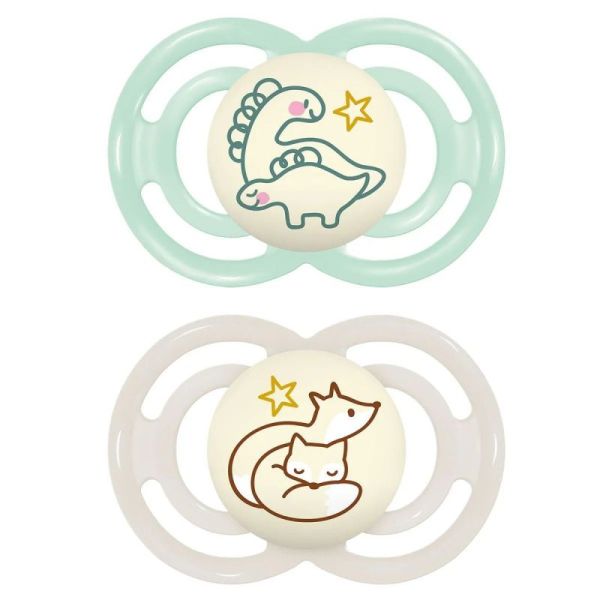 MAM Sucette Silicone Perfect 18+ mois Animaux Nuit (lot de 2, référence 51)