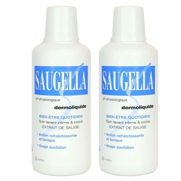 Saugella Dermoliquide soin lavant intime & corps à l'extrait de sauge (2x500 ml)