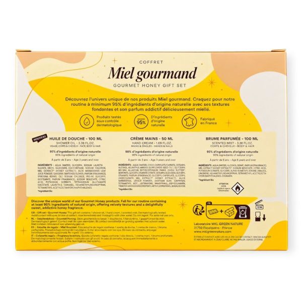 Coffret Miel Gourmand 2026 édition limitée (huile douche + crème mains + brume parfumée)