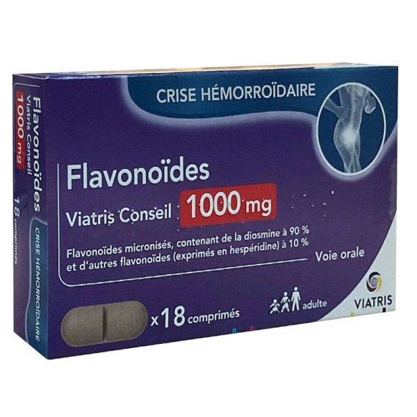 Viatris Conseil Flavonoïdes 1000 mg crise hémorroïdaire (18 comprimés)