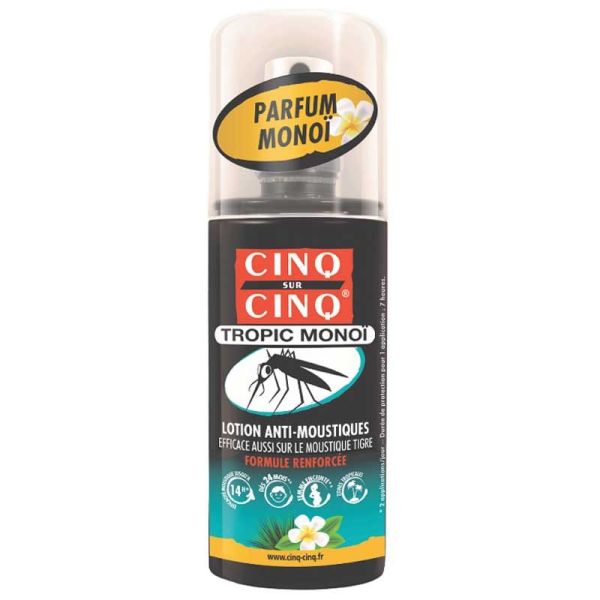 Cinq Sur Cinq Tropic Monoï Lotion Anti-Moustique formule renforcée zone à risques (75 ml)