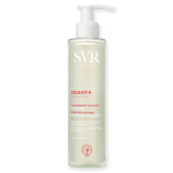 Cicavit+ Gel Moussant ultra doux pour peaux irritées, sans parfum, dès la naissance (200 ml)