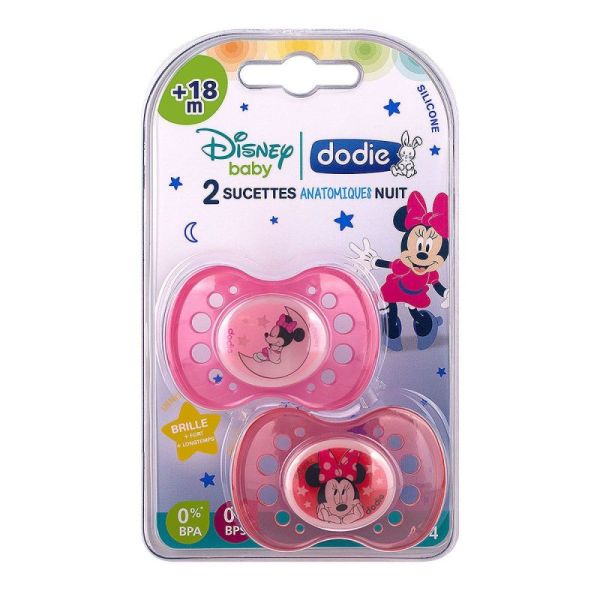Dodie Sucette Anatomique +18M Disney Minnie Nuit X2
