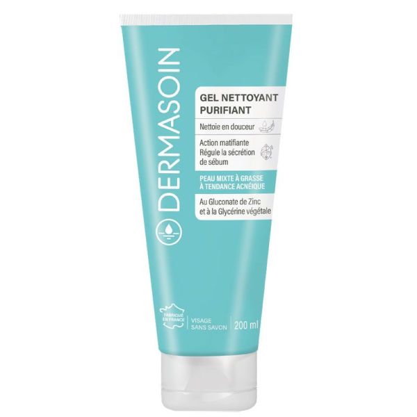 Dermasoin Gel Nettoyant Purifiant matifiant peau mixte à grasse, à tendance acnéique (200 ml)