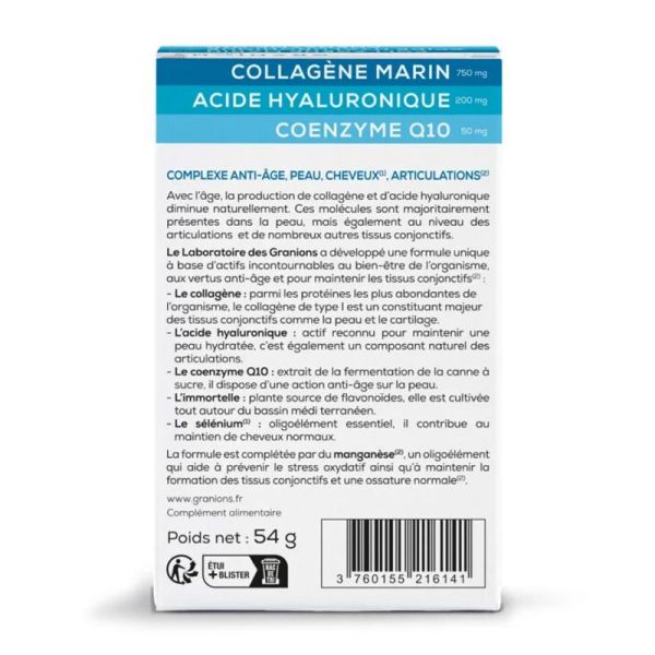 Complexe Anti-Âge collagène, acide hyaluronique & coenzyme Q10 (60 comprimés)