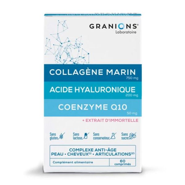 Complexe Anti-Âge collagène, acide hyaluronique & coenzyme Q10 (60 comprimés)