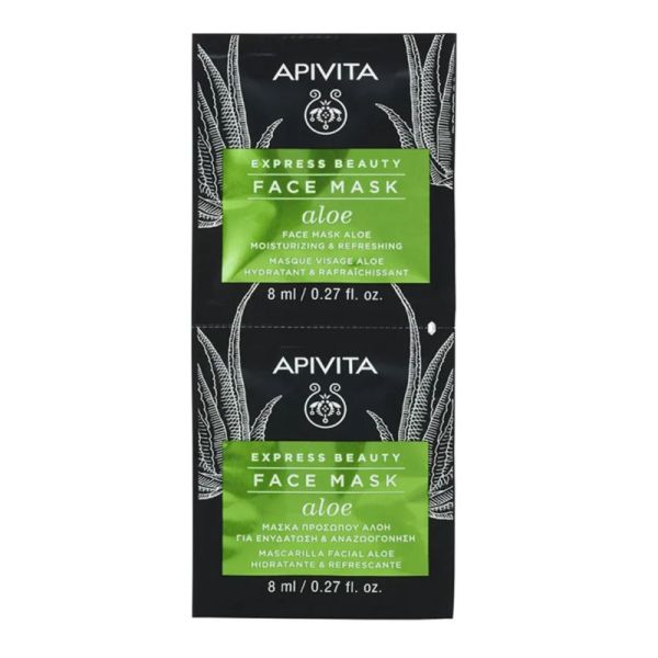 Apivita Express Beauty Masque Visage hydratant & rafraîchissant à l'aloe (2 x 8 ml)