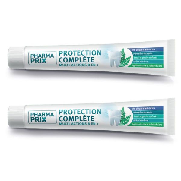 Pharmaprix Dentifrice Protection Complète multi-actions 8 en 1 (2 x 75 ml)