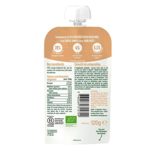 Good Goût Mes Premières Purées Couge Butternut Riz dès 4 mois (120 g)