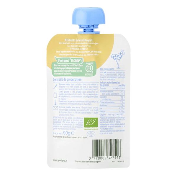 Good Goût Baby Brassé au lait de vache Poire Vanille Bio (90 g)