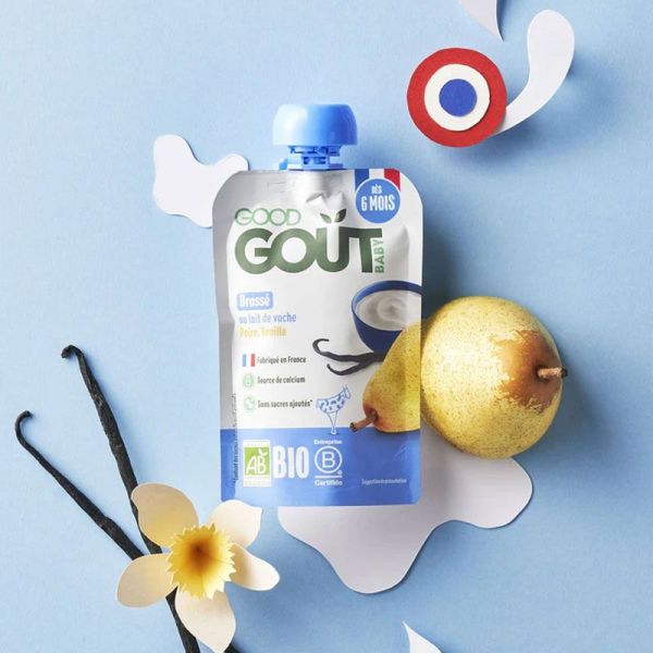 Good Goût Baby Brassé au lait de vache Poire Vanille Bio (90 g)