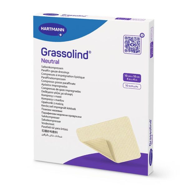 Hartmann Grassolind Neutral Compresses à imprégnation liquide à mailles larges 10x10 cm (x10)