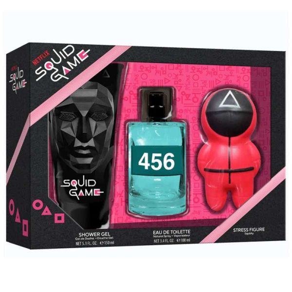 Coffret Netflix Squid Game (Eau de toilette 100 ml + Gel-douche 150 ml + poupée anti-stress)