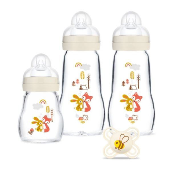 MAM Coffret de Naissance 3 Biberons en Verre + Tétine Hérissons