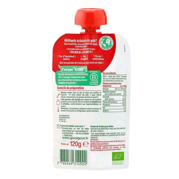 Good Goût Baby Compte Fraise Banane bio bébé dès 4 mois (120 g)