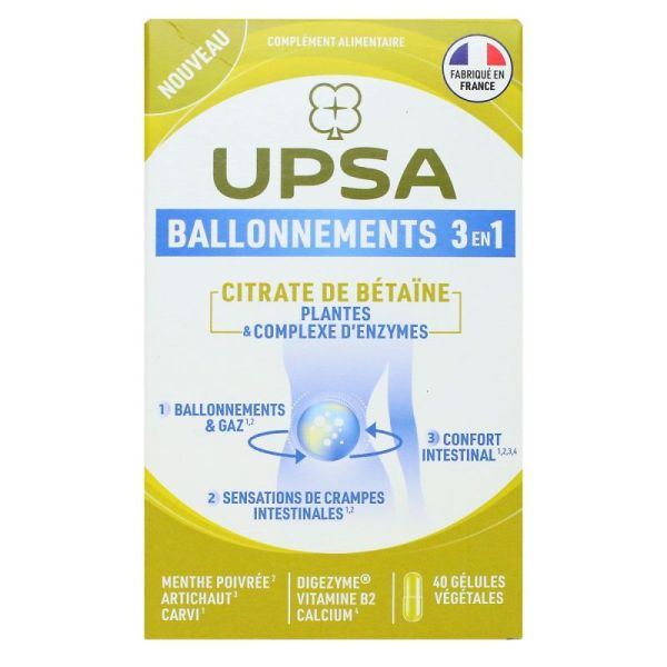 UPSA Ballonnements citrate de bétaïne confort intestinal (40 gélules)