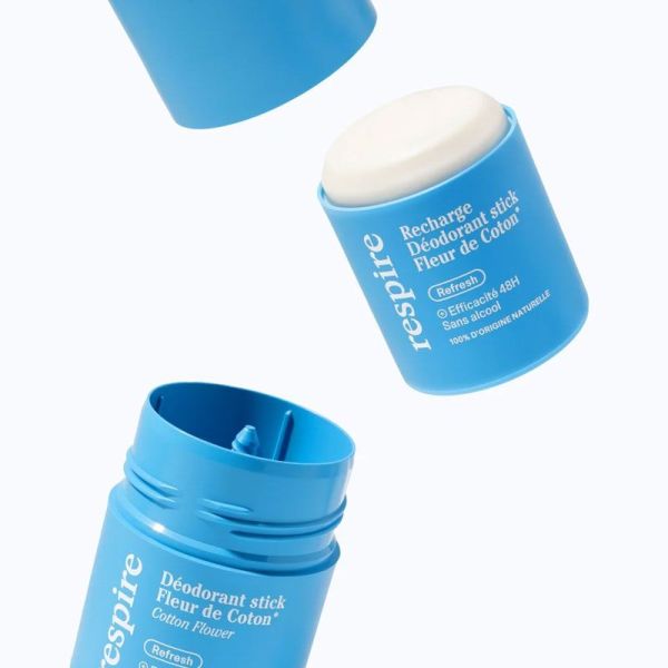 Respire Recharge pour Déodorant Stick 48h à la Fleur de Coton (50 g)