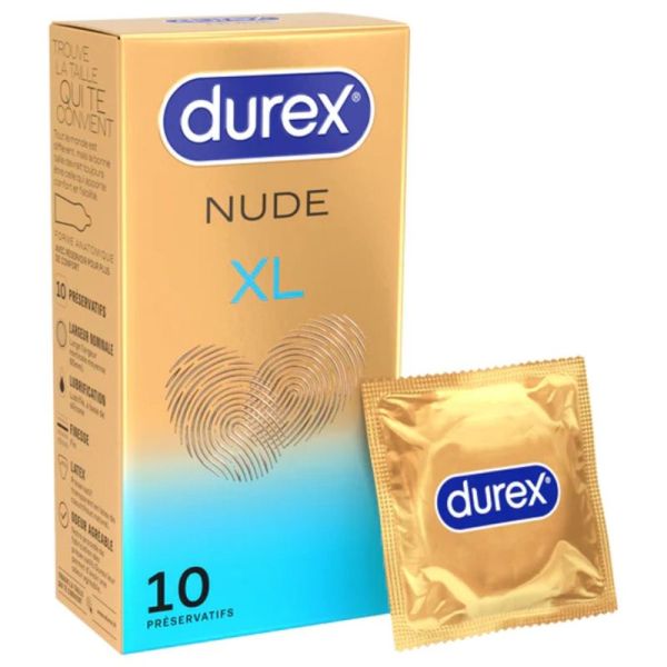 Durex Préservatifs Nude XL ultra fins, sensation peau contre peau (x10)