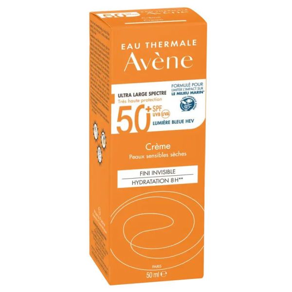 Avène Solaire Crème  très haute protection SPF50+ fini invisible, hydratation 8h (50 ml)