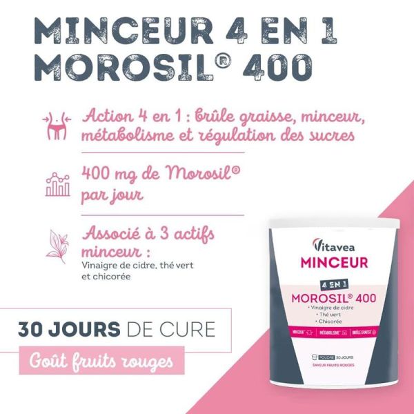 Vitavea Minceur 4 en 1 Morosil 400 brûle-graisse, minceur, métabolisme (240 g)