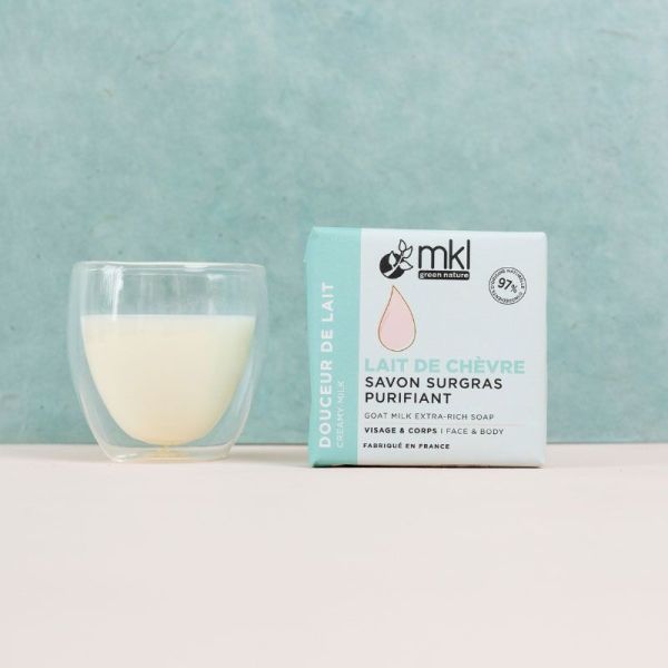 MKL Green Nature Savon Surgras Purifiant au Lait de Chèvre bio - Douceur de lait (100 g)