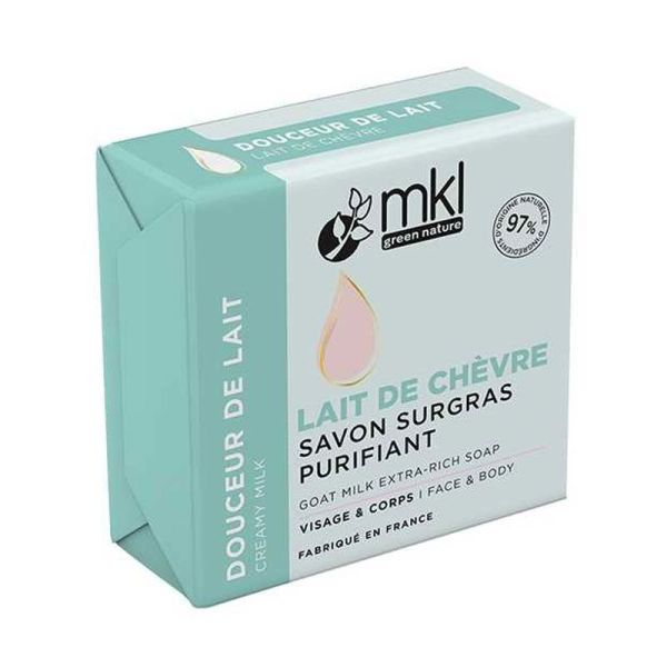 MKL Green Nature Savon Surgras Purifiant au Lait de Chèvre bio - Douceur de lait (100 g)