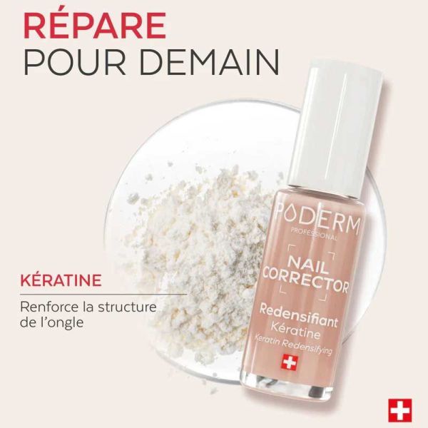 Poderm Professionnal Nail Corrector Vernis Redensifiant à la Kératine (8 ml)