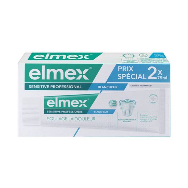 Elmex dentifrice Sensitive Professional Blancheur soulage la douleur prix spécial (2 x 75 ml)
