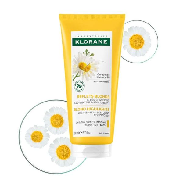 Klorane Reflets Blonds Après-Shampoing illuminateur & adoucissant à la camomille (200 ml)