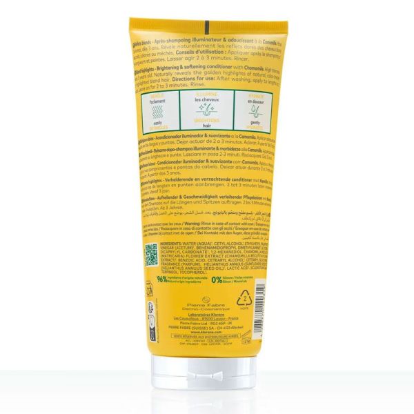 Klorane Reflets Blonds Après-Shampoing illuminateur & adoucissant à la camomille (200 ml)