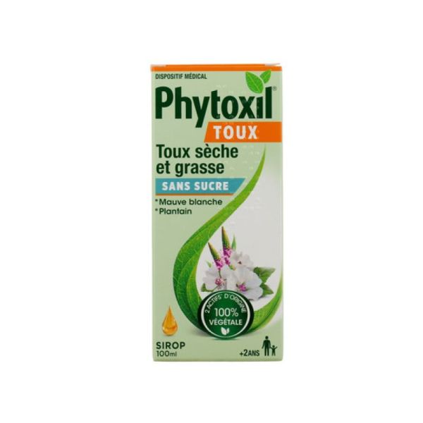 Phytoxil Toux sèche et grasse Sirop Sans Sucre aux extraits de plantes (100 ml)