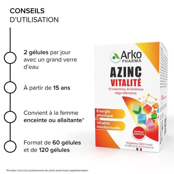 Arkopharma Azinc Vitalité (Offre spéciale 60 gélules + 14 offertes)