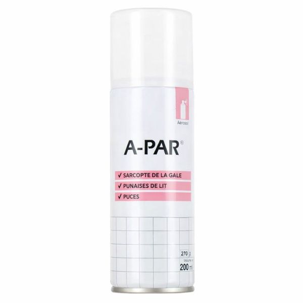A-Par Aérosol Anti-Parasitaire sarcopte de la gale, punaises de lit, puces (200 ml)