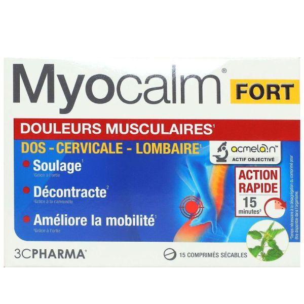 3CPharma Myocalm Fort douleurs musculaires dos, cervicale, lombaire (15 comprimés)