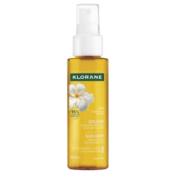 Klorane Solaire Huile cheveux protectrice & nourrissante au Tamanu bio et Monoï (100 ml)