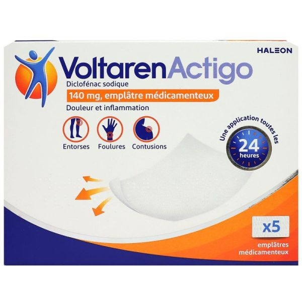 Voltaren Actigo 140 mg Emplâtre médicamenteux douleur & inflammation (x5)