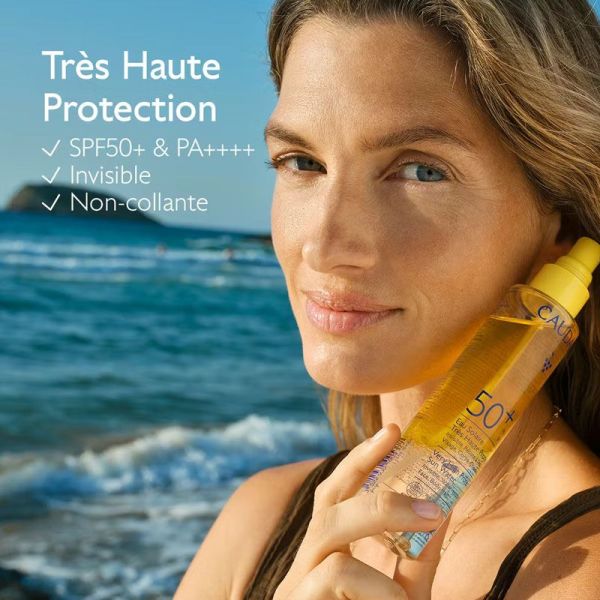 Eau Solaire Très Haute Protection SPF50+ invisble, résiste à l'eau, visage, corps & cheveux (150 ml)