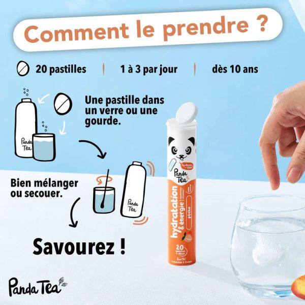 Panda Tea Pastilles Hydratation & Énergie Pêche (20 pastilles)