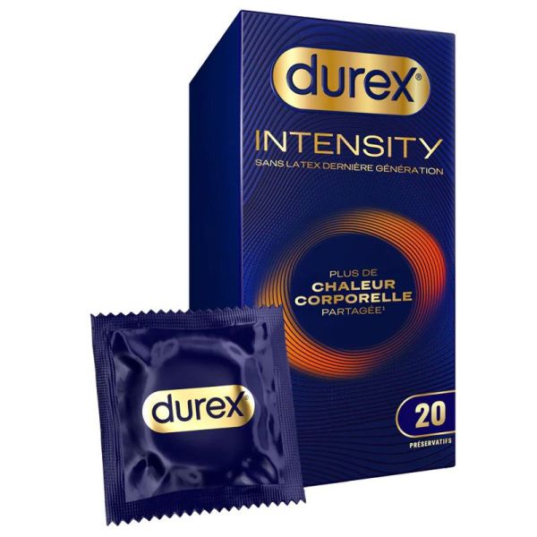 Durex Intensity préservatifs sans latex, plus de chaleur corporelle partagée (x20)
