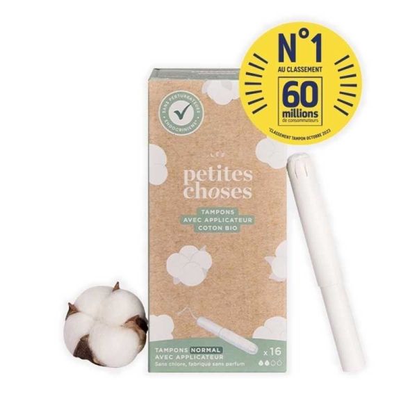 Les Petites Choses Tampon avec applicateur en coton bio flux Normal (x16)
