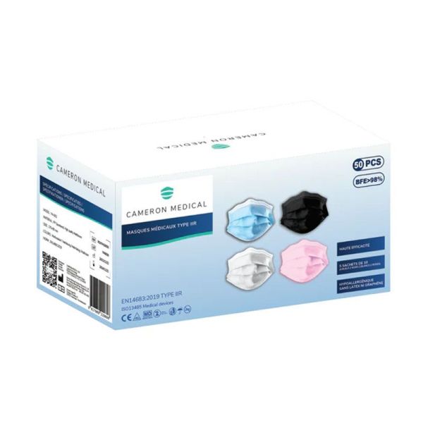 Cameron Medical Masques Chirurgicaux Type IIR (Multicolores, x50)